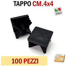Carica l'immagine nel visualizzatore di Gallery, 100 tappi in plastica quadrati 4x4cm per tubolari 40x40mm