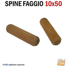 Carica l'immagine nel visualizzatore di Gallery, SPINE FAGGIO STRIATE D 10X50MM TASSELLO IN LEGNO PER MOBILI SPINA LEGNO tassello in legno di qualità per assemblaggio mobili diametro 10 mm lunghezza 50mm