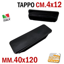 Carica l'immagine nel visualizzatore di Gallery, TAPPO RETTANGOLARE mm 40x120 NERO PUNTALE PLASTICA cm 4x12 SOTTOPIEDE ALETTATO TAPPI NERI 10pz 120x40mm cm 12 x 4 alta qualità