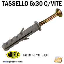 Carica l'immagine nel visualizzatore di Gallery, TASSELLO IN NYLON CON COLLARINO FORO D6 x 30 IN NYLON CON VITE 4,5x40 akifix cartongesso