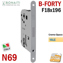 Carica l'immagine nel visualizzatore di Gallery, sostituzione SERRATURA PORTA INTERNA MAGNETICA B-FORTY BONAITI N69 YALE FRONTALE 18X196MM E50 I85 cilindro 196