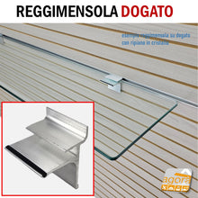 Carica l'immagine nel visualizzatore di Gallery, reggimensola supporto per mensola in vetro cristallo ripiano ripiani in vetro per doga dogato canalina orizzontale