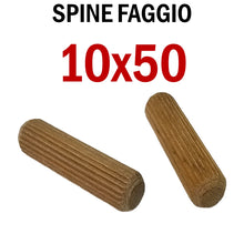 Carica l'immagine nel visualizzatore di Gallery, SPINE FAGGIO STRIATE D 10X50MM TASSELLO IN LEGNO PER MOBILI SPINA LEGNO tassello in legno di qualità per assemblaggio mobili diametro 10 mm lunghezza 50mm
