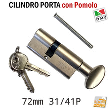 Carica l'immagine nel visualizzatore di Gallery, CILINDRO YALE PER PORTA POMOLO EUROCILINDRO PER SERRATURE PORTA 74mm 30/40 NICHELATO ROSETTA eurocilindro con pomolino rosetta maniglietta