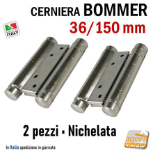 Carica l'immagine nel visualizzatore di Gallery, Cerniera porta saloon Bommer a doppia azione molla doppia 33 125 mm 33/125 nichelata Art 107