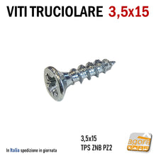 Load image into Gallery viewer, VITI LEGNO TESTA SVASATA TRUCIOLARE MDF PZD 3,5X15 VITE TPS ZNB 1000pz vite per truciolati professionale alta qualità