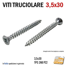 Carica l'immagine nel visualizzatore di Gallery, viti truciolare vite legno testa piana svasata inserto a croce 3.5 x 30mm 3,5x30 3cm zincata zn pozidrive vite truciolato