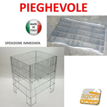 Carica l'immagine nel visualizzatore di Gallery, CESTA ESPOSITORE BANCARELLA PIEGHEVOLE IN FILO 50X60 ESPOSITRICE RIPIANO MOBILE completa