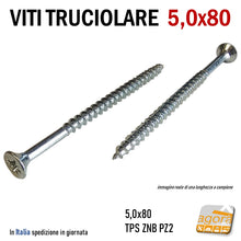 Carica l'immagine nel visualizzatore di Gallery, VITI LEGNO TESTA SVASATA TRUCIOLARE MDF PZD 5,0X80 VITE TPS ZNB 200pz vite per truciolati professionale alta qualità