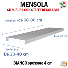 Carica l'immagine nel visualizzatore di Gallery, mensola senza staffe con reggimensola a scomparsa invisibili regolabiili su misura molto profonda e robusta su misura supporto regolabile di qualità lunga mensole libreria 60 - 80cm
