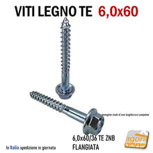 Carica l'immagine nel visualizzatore di Gallery, VITI LEGNO TE FLANGIATA TESTA ESAGONO D 6,0X60 VITE ZNB CON RONDELLA INTEGRATA testa concava incavata per rondelle inox con guarnizione gomma ermetica per coperture tetti lunghezza 6 cm