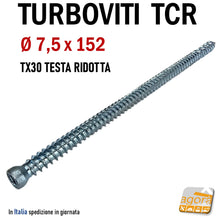 Carica l'immagine nel visualizzatore di Gallery, Turboviti per calcestruzzo cemento muratura turbovite testa cilindrica ridotta ambrovit 07062 diametro 7,5mm zincata alta qualità vite viti per foro diametro 6 mm 7.5x152mm 15cm ean: 8032975172378