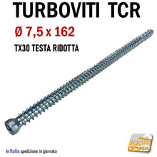 Carica l'immagine nel visualizzatore di Gallery, Turboviti per calcestruzzo cemento muratura turbovite testa cilindrica ridotta ambrovit 07062 diametro 7,5mm zincata alta qualità vite viti per foro diametro 6 mm 7.5x162mm 16cm ean: 8032975170138