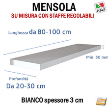 Carica l'immagine nel visualizzatore di Gallery, MENSOLA SU MISURA SPESSORE 30 MM PROFONDITA DA 20 A 30 CM PER SUPPORTI INVISIBILI REGOLABILI
