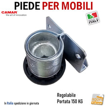 Carica l'immagine nel visualizzatore di Gallery, Piedino livellatore laterale per mobili fissaggio alla spalla 300 Camar - Escursione 20mm Portata 150kg piedi per armadi spalla mobile da avvitare impronta larga 8022543018658