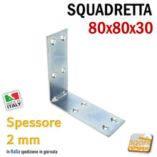 Carica l'immagine nel visualizzatore di Gallery, Squadretta di Assemblaggio mm 80x80x30 sp 2,0 Acciaio Zincato Forata Lastrina 50pz angolare 8x8cm