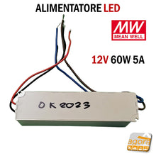Load image into Gallery viewer, ALIMENTATORI PER STRIP LED 12V 60W 5A MeanWell LPV-60-12 IP67 EAN:4021087006873 WATERPROOF 240V USCITA COSTANTE 12V 60W MW driver originale