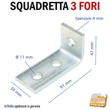 Carica l'immagine nel visualizzatore di Gallery, 25pz Squadretta di Assemblaggio mm 47x91x35 sp 4,0 Acciaio Zincato Forata ANGOLARE DI GIUNZIONE LATRINA PIEGATA VARIFIX CON 3 FORI 0862005241