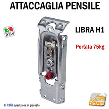 Carica l'immagine nel visualizzatore di Gallery, Attaccaglia staffa supporto pensili cucina mobili regolabile alta portata Libra H1 ferramenta livenza da avvitare professionale aggancio a barra