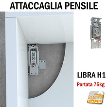 Carica l'immagine nel visualizzatore di Gallery, Attaccaglia staffa supporto pensili cucina mobili regolabile alta portata Libra H1 ferramenta livenza con antisgancio