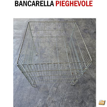 Carica l'immagine nel visualizzatore di Gallery, Bancarella espositiva per negozio cestone in filo bancarelle pieghevoli grande cm. 80x80 x80H 800x800 cromata robusta arredo negozio attrezzatura arredamento negozi cestini ripiano spostabile