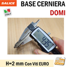 Carica l'immagine nel visualizzatore di Gallery, BASE DOMI H=0 H=2 H=3 Con Viti EURO Pluri Regolabile basetta per cerniere SALICE BAPGR duomatic non a croce lunga longitudinale rapid click attacco rapido