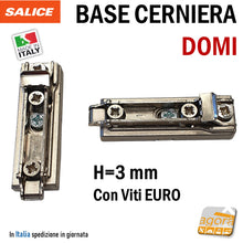 Carica l'immagine nel visualizzatore di Gallery, BASE DOMI H=0 H=2 H=3 Con Viti EURO Pluri Regolabile basetta per cerniere SALICE BAPGR duomatic non a croce lunga longitudinale rapid click attacco rapido