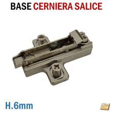 Carica l'immagine nel visualizzatore di Gallery, BASE BASETTA PER CERNIERE SALICE DOMI RAPIDCLICK H6MM DUOMATIC H 6 BARGR69/16 EAN: 8053468003306 A CROCE CON VITI EURO LUNGHE PREMONTATE A INNESTO RAPIDO ALTA