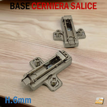 Carica l'immagine nel visualizzatore di Gallery, BASE BASETTA PER CERNIERE SALICE DOMI RAPIDCLICK H6MM DUOMATIC H 6 BARGR69/16 EAN: 8053468003306 A CROCE CON VITI EURO LUNGHE PREMONTATE A INNESTO SGANCIO RAPIDO