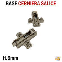 Carica l'immagine nel visualizzatore di Gallery, BASE BASETTA PER CERNIERE SALICE DOMI RAPIDCLICK H6MM DUOMATIC H 6 BARGR69/16 EAN: 8053468003306 A CROCE CON VITI EURO LUNGHE PREMONTATE A INNESTO RAPIDO ALTA NUOVA
