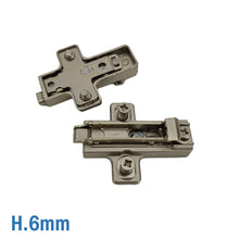 Carica l'immagine nel visualizzatore di Gallery, BASE CERNIERA SALICE DOMI RAPIDCLICK H6MM DUOMATIC H 6 BARGR69/16 EAN: 8053468003306 A CROCE CON VITI EURO LUNGHE PREMONTATE A INNESTO RAPIDO ALTA