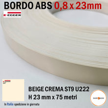 Carica l'immagine nel visualizzatore di Gallery, BORDO ABS EGGER BEIGE CREMA U222 ST9 0,8 X 23MM ROTOLO 75MT PER BORDATRICE per rifinire i pannelli