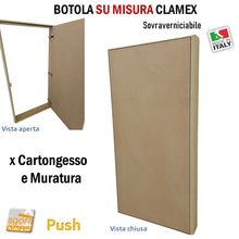 Carica l'immagine nel visualizzatore di Gallery, Botola ispezionabile sportello antina rasomuro rasoparete invisibile nascosta apertura push nascosta senza maniglia su misura verniciabile sportelli a misura