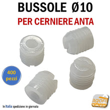 Carica l'immagine nel visualizzatore di Gallery, bussole teflon plastica nylon bussola boccola filettata x foro diametro 10 mm 1cm da martellare nel pannello anta legno x cerniere confezione industriale