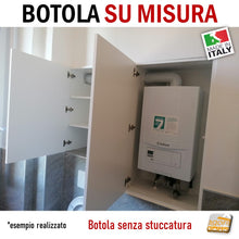 Carica l'immagine nel visualizzatore di Gallery, botole su misura a misura personalizzate in legno verniciabili per nicchia a parete cerniere regolabile caldaia comandi rubinetti cucina bagno negozio ufficio