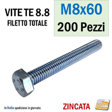 Carica l'immagine nel visualizzatore di Gallery, M8x60 vite TE viti testa esagonale bulloni filettati bullone metrico zincato filetto totale UNI5739 8.8 M 8 x 60 mm