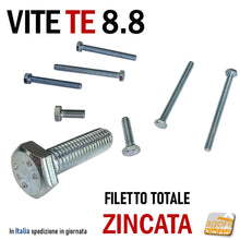 Load image into Gallery viewer, vite TE viti testa esagonale bulloni filettati bullone metrico zincato filetto totale UNI5739 8.8