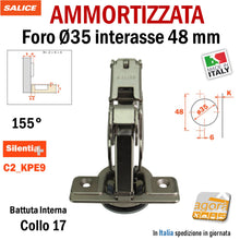Carica l'immagine nel visualizzatore di Gallery, cerniera ante mobili cucina salice apertura 155° ammortizzata soft battuta interna collo 17 | C2AKPE9 ante spesse
