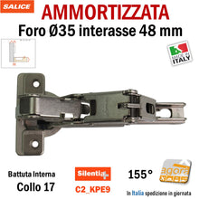 Carica l'immagine nel visualizzatore di Gallery, cerniere a molla per mobile armadi ante mobili cucina salice apertura 155° ammortizzata soft battuta interna collo 17 C2AKPE9