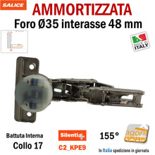 Carica l'immagine nel visualizzatore di Gallery, cerniera molla robusta grande ante mobili cucina salice apertura 155° ammortizzata soft battuta interna collo 17 C2AKPE9