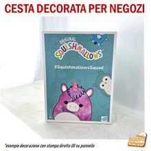 Load image into Gallery viewer, BANCARELLA CESTA 3LATI ESPOSITORE CESTONE PER NEGOZI CHIUSA ANTICADUTA SU MISURA E DECORABILE Cestone 3 lati alti decorati stampati UV con pubblicità negozio stampata