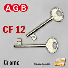 Carica l'immagine nel visualizzatore di Gallery, Chiave per porta interna serratura patent AGB cromo cromata nichelata normale standard semplice originale cf 12 N12