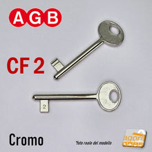 Carica l'immagine nel visualizzatore di Gallery, Chiave per porta interna serratura patent AGB cromo cromata nichelata normale standard semplice originale cf 2 N2