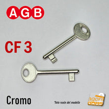Carica l'immagine nel visualizzatore di Gallery, Chiave per porta interna serratura patent AGB cromo cromata nichelata normale standard semplice originale cf 3 N3