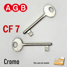 Carica l'immagine nel visualizzatore di Gallery, Chiave per porta interna serratura patent AGB cromo cromata nichelata normale standard semplice originale cf 7 N7