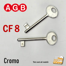 Carica l'immagine nel visualizzatore di Gallery, Chiave per porta interna serratura patent AGB cromo cromata nichelata normale standard semplice originale cf 8 N8