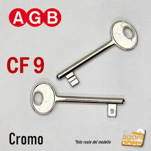 Carica l'immagine nel visualizzatore di Gallery, Chiave per porta interna serratura patent AGB cromo cromata nichelata normale standard semplice originale cf 9 N9