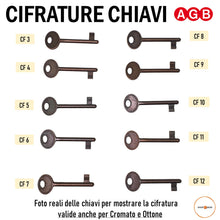 Carica l'immagine nel visualizzatore di Gallery, cifrature chiavi per serrature agb chiave agb chiavi patent porte interne normali compatibile AGB bronzo cromo ottone 3 4 5 6 7 8 9 10 11 12 passepartout