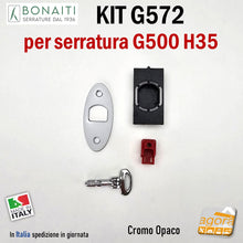 Carica l'immagine nel visualizzatore di Gallery, KIT CONTROPIASTRA E CHIAVE 5G572 PER SERRATURE BONAITI A GANCIO SCORREVOLI SCRIGNO G500 H35 5G572C0095 4G57200095