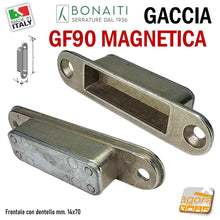 Carica l'immagine nel visualizzatore di Gallery, contropiastra magnetica per serratura porta Bonaiti GF90 SMART FORTY 14x70 70x14 mm 71x15 in metallo GACCIA incontro riscontro cromo opaco